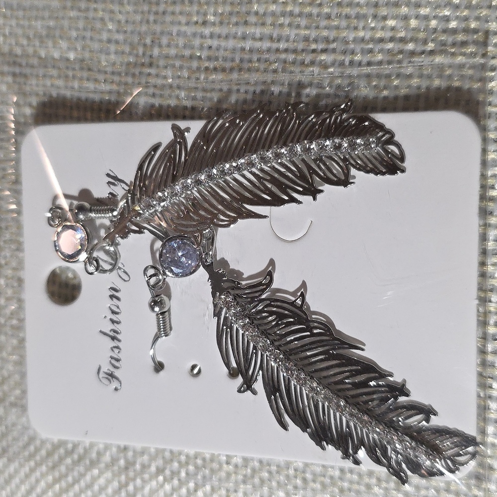Feather Long Earrings NWT